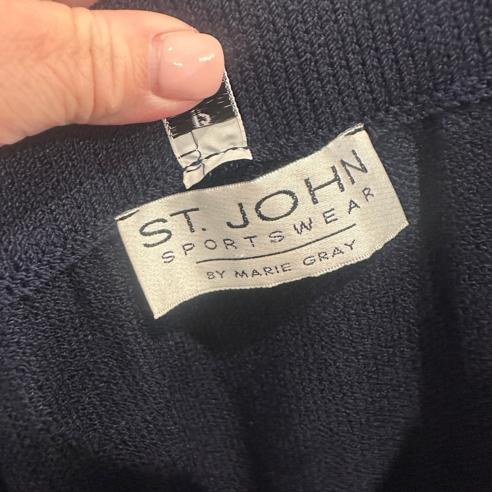 St. John Navy Knitwear pleated pants - Picture 3 of 5